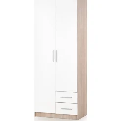 Abdel 2 garderob med inredning - Vit/sonoma ek