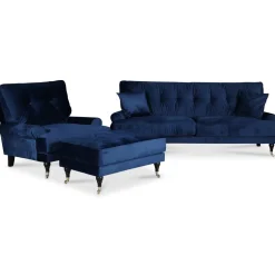 Adena Fotpall i mörkblå Sammet