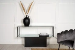Agnäs konsolbord 130 x 35 cm - Svart/glas