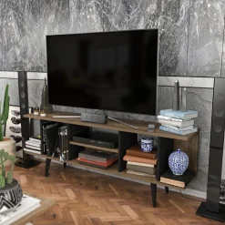 Akya TV-bänk - Valnöt/svart