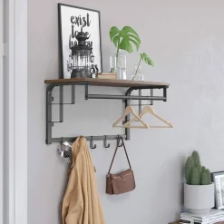 Aleksander hatthylla 66 cm - Brun/svart