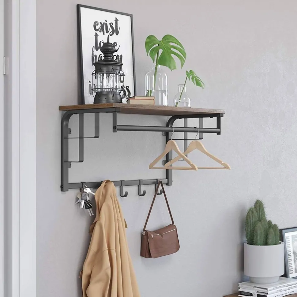 Aleksander hatthylla 66 cm - Brun/svart