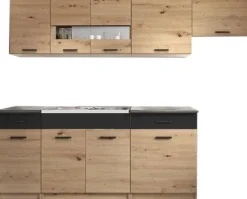 Alina komplett kök 240 cm - Artisan ek/mattsvart/mörkgrå