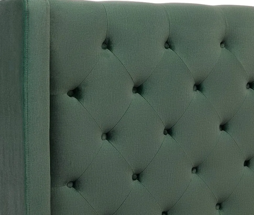 Almedal sänggavel med knappar (Smaragdgrön sammet) - Valfri bredd