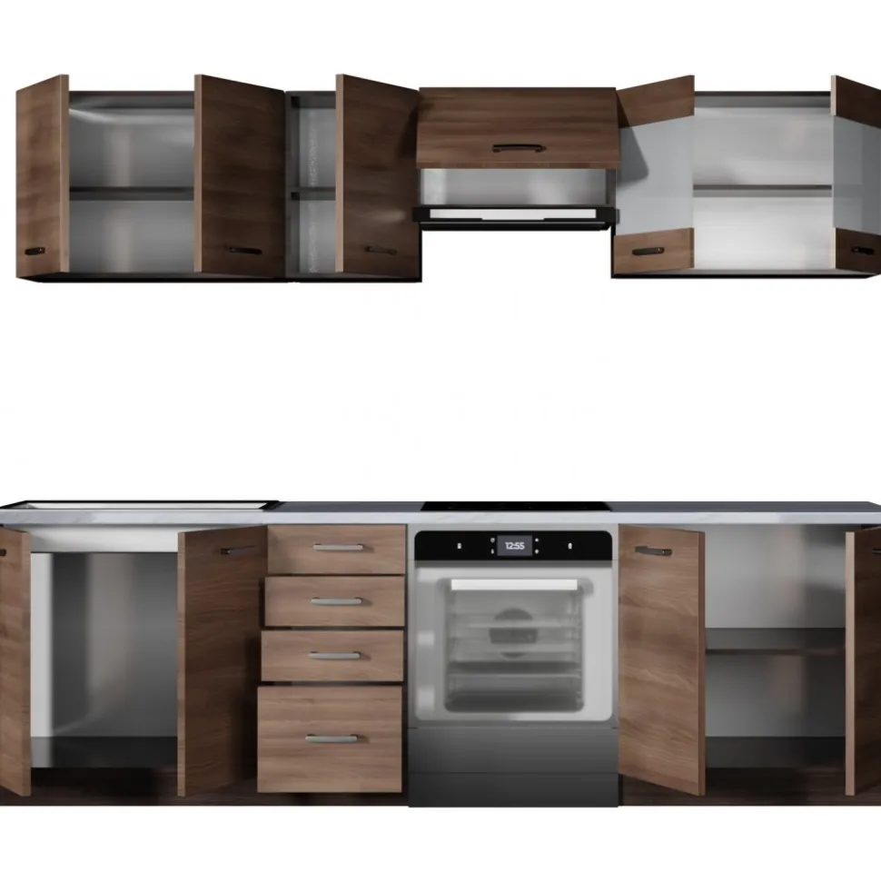 Amanda komplett kök 260 cm - Mörkbrun/wenge/granit