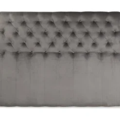 Anna sänggavel med knappar (Grå sammet) - Valfri bredd + Möbeltassar