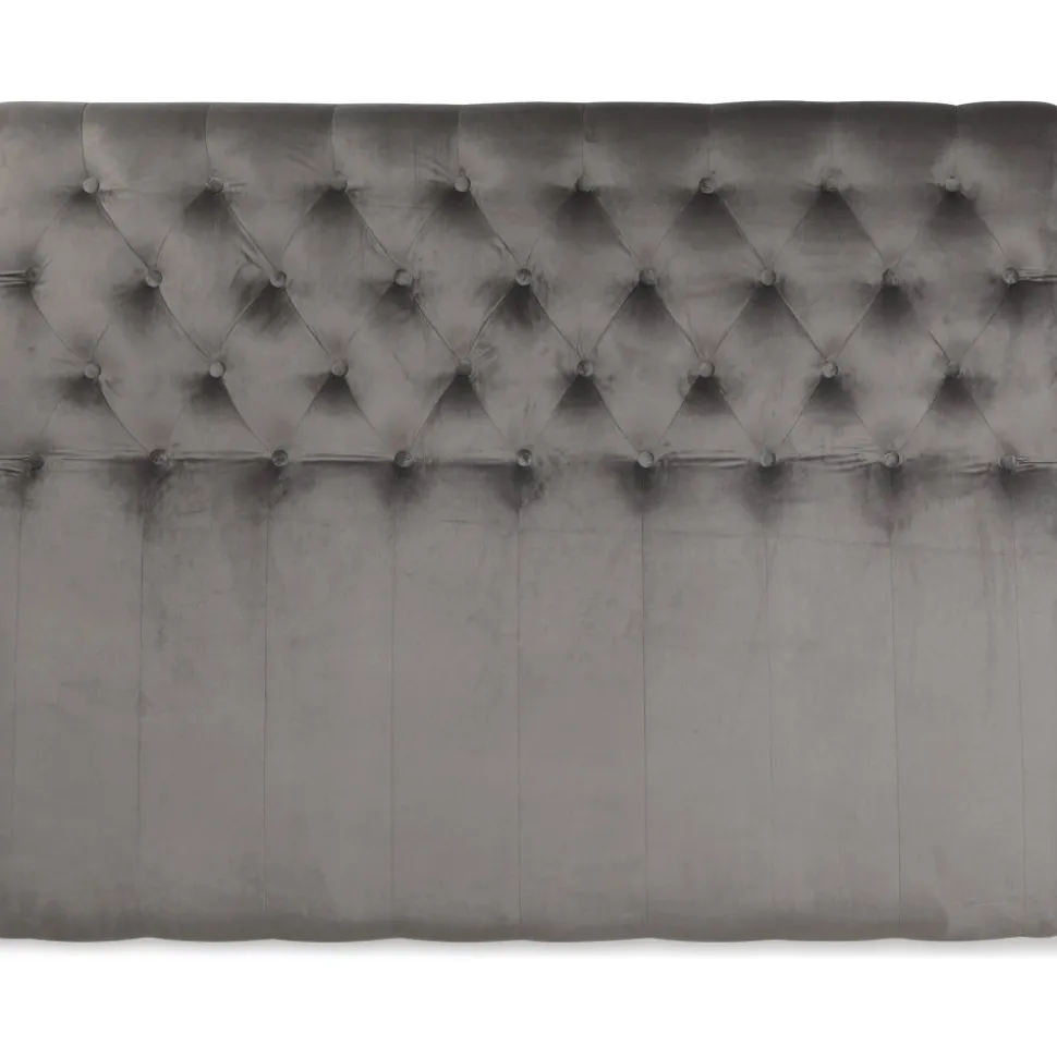 Anna sänggavel med knappar (Grå sammet) - Valfri bredd + Fläckborttagare för möbler