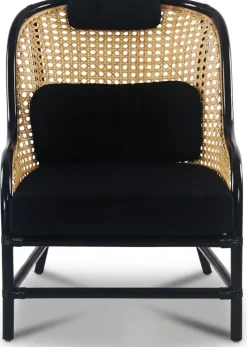 Anton svart fåtölj i rotting