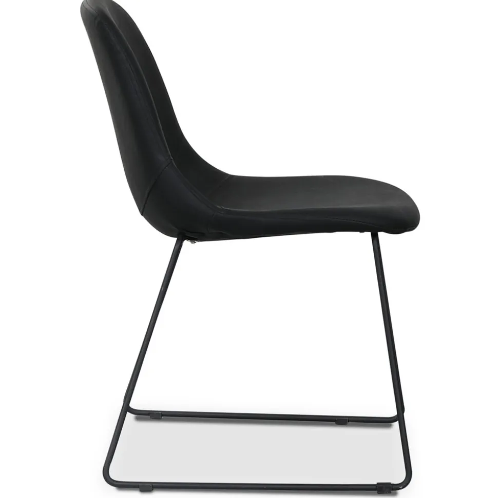 Atlantic sled stol i svart PU + Möbeltassar