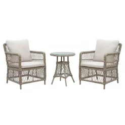 Balkongset 2 st fåtöljer med sidobord + Rengöringsmedel för utemöbler