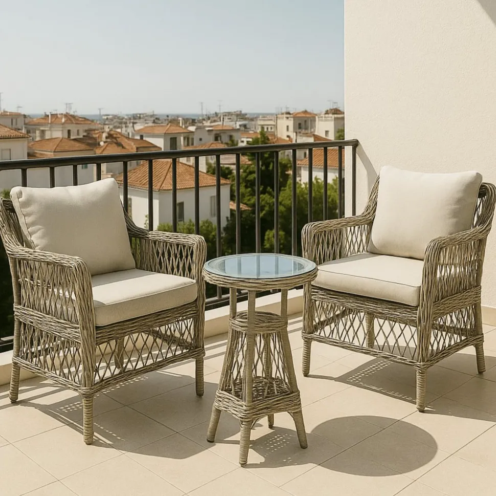 Balkongset 2 st fåtöljer med sidobord