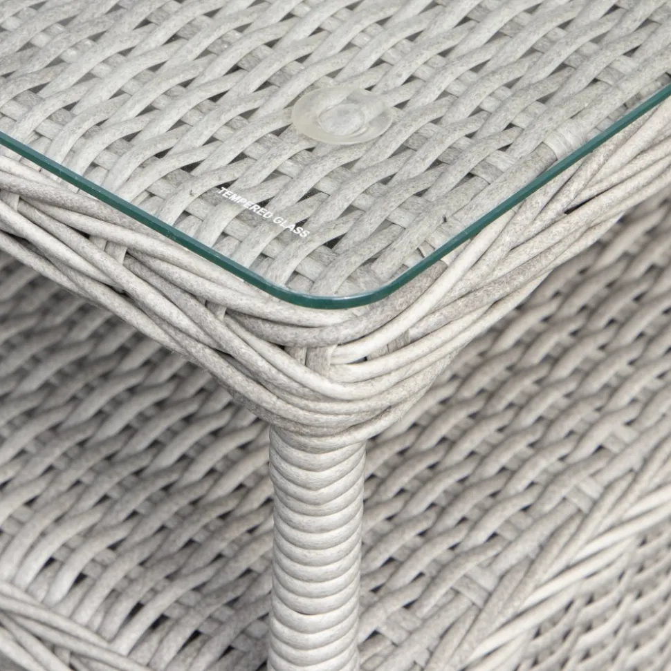 Balkongset med 2 stolar och bord 48 x 48 cm grå/rotting - Tor/Jacksonville