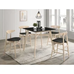 Barbord med 4 st barstolar - Whitewash/svart