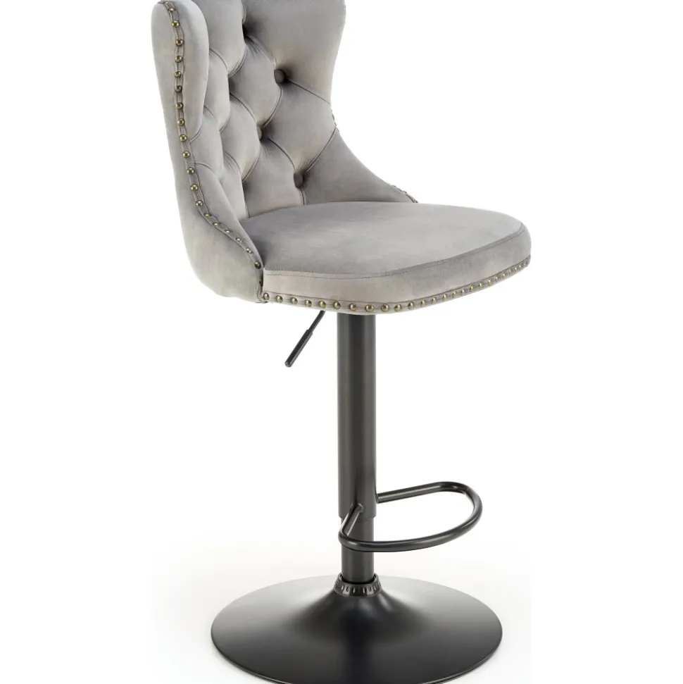 Barstol grå sammet gaslift - Pelican