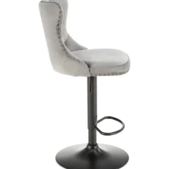 Barstol grå sammet gaslift - Pelican