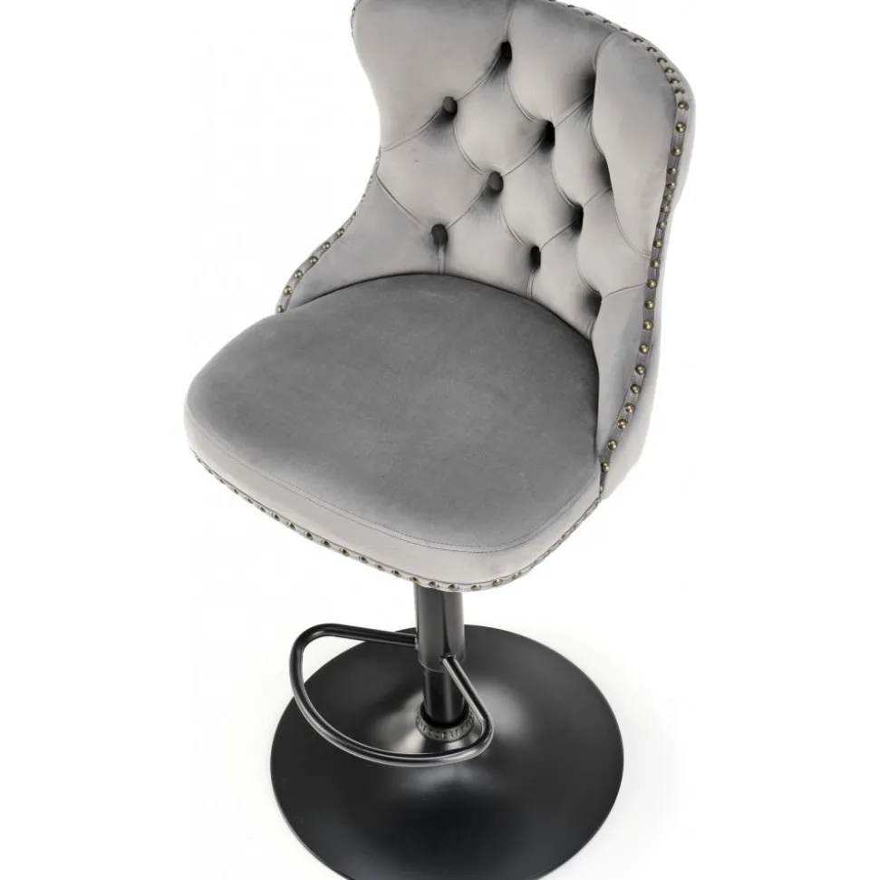 Barstol grå sammet gaslift - Pelican