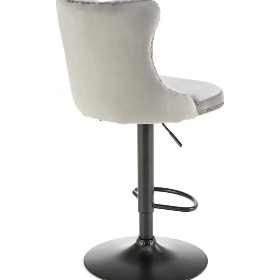 Barstol grå sammet gaslift - Pelican