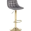 Barstol grå sammet guldig fot höj och sänkbar