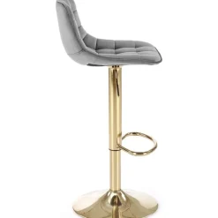 Barstol grå sammet guldig fot höj och sänkbar