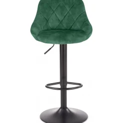 Barstol med grön klädsel & svart fot