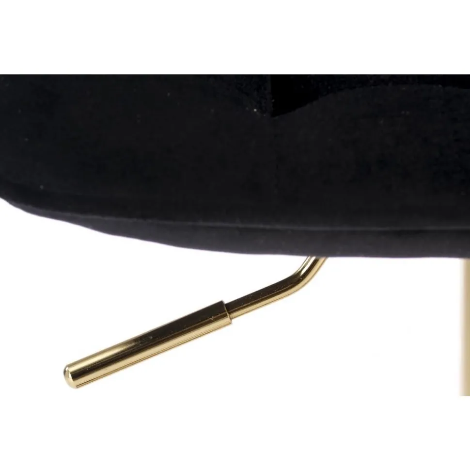 Barstol svart sammet med guldfot - Sitthöjd 62-84 cm