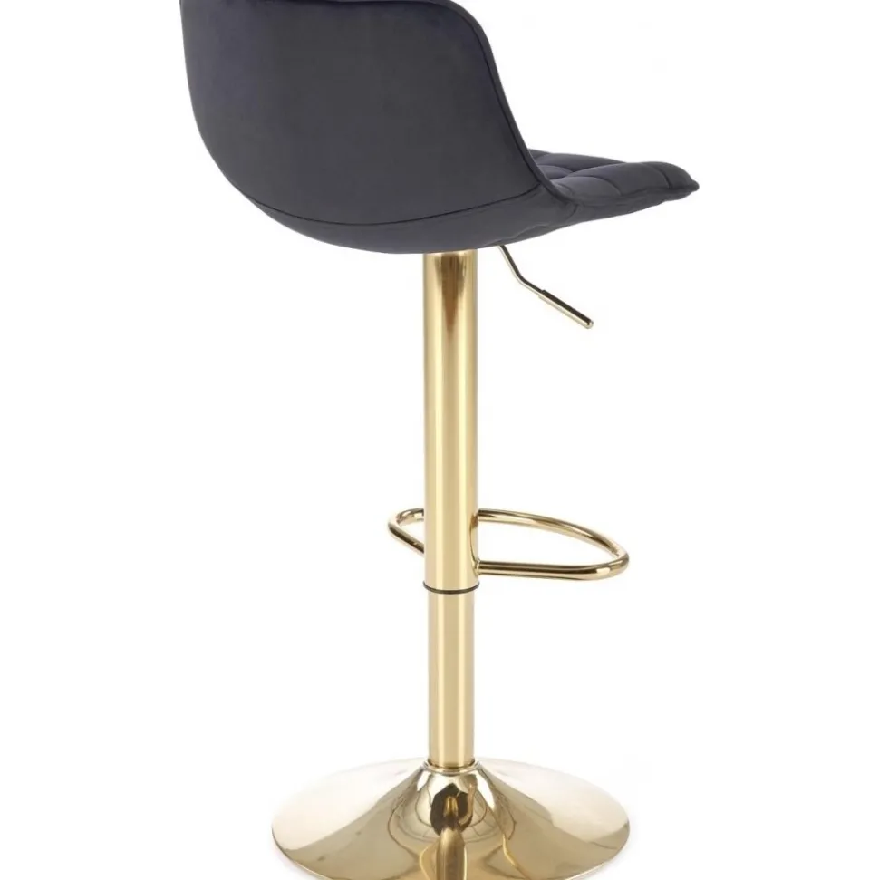 Barstol svart sammet med guldfot - Sitthöjd 62-84 cm