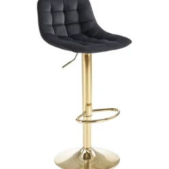Barstol svart sammet med guldfot - Sitthöjd 62-84 cm + Möbeltassar