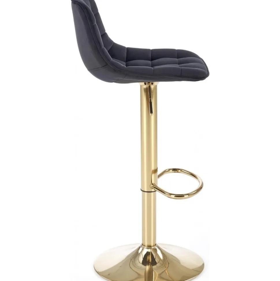 Barstol svart sammet med guldfot - Sitthöjd 62-84 cm + Möbeltassar