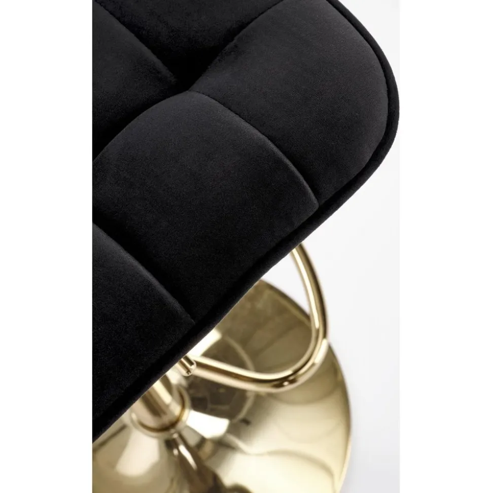 Barstol svart sammet med guldfot - Sitthöjd 62-84 cm + Möbeltassar
