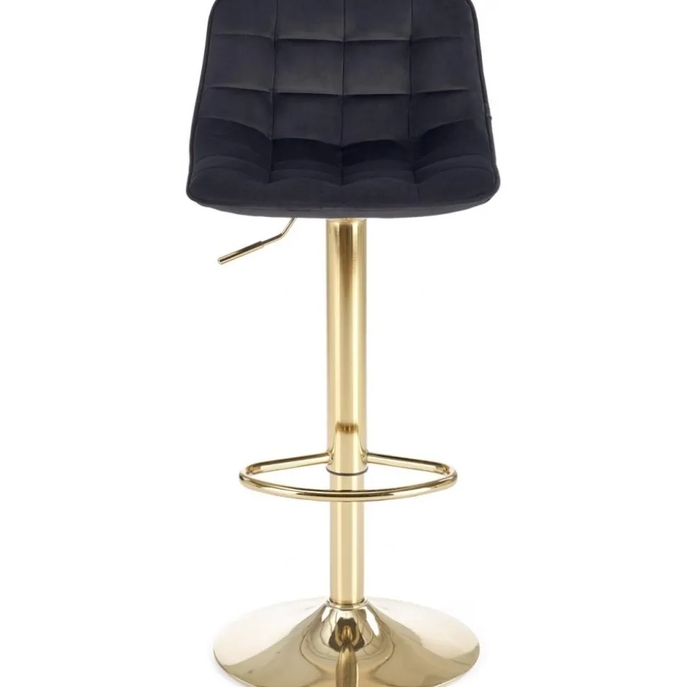 Barstol svart sammet med guldfot - Sitthöjd 62-84 cm + Möbeltassar