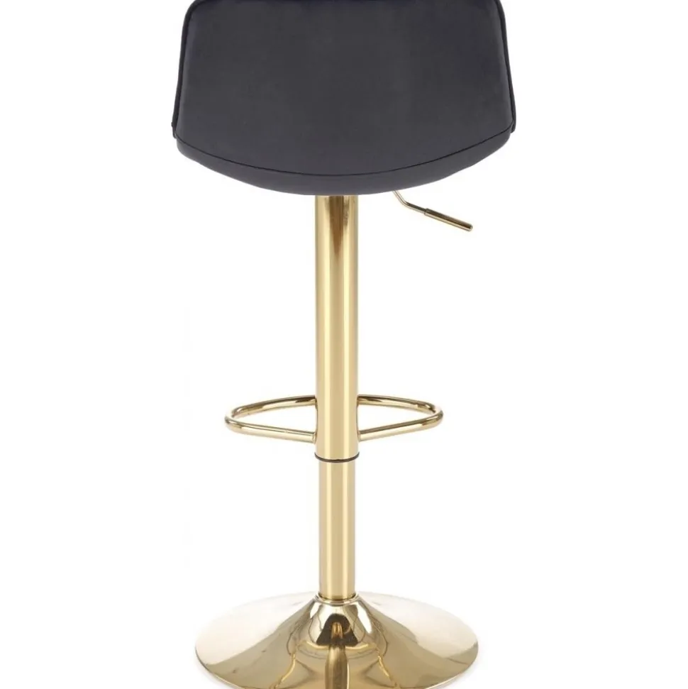 Barstol svart sammet med guldfot - Sitthöjd 62-84 cm + Möbeltassar