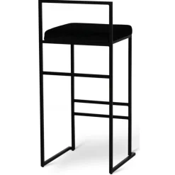 Barstol svart sammet sitthöjd 75 cm + Möbeltassar