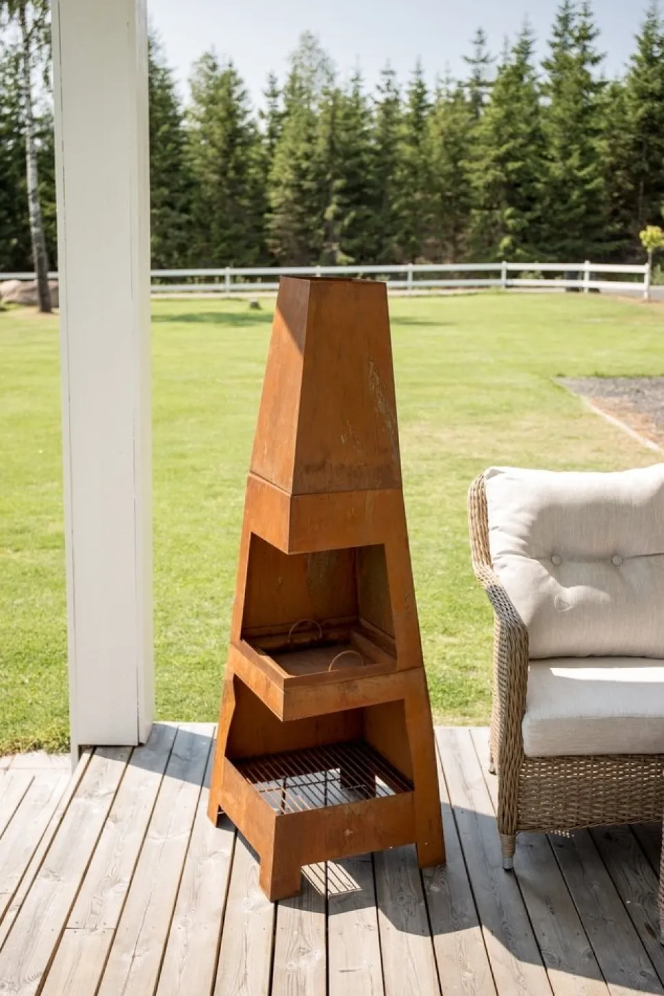 Bastian eldstad 50 x 50 cm - Rostorange + Rengöringsmedel för utemöbler