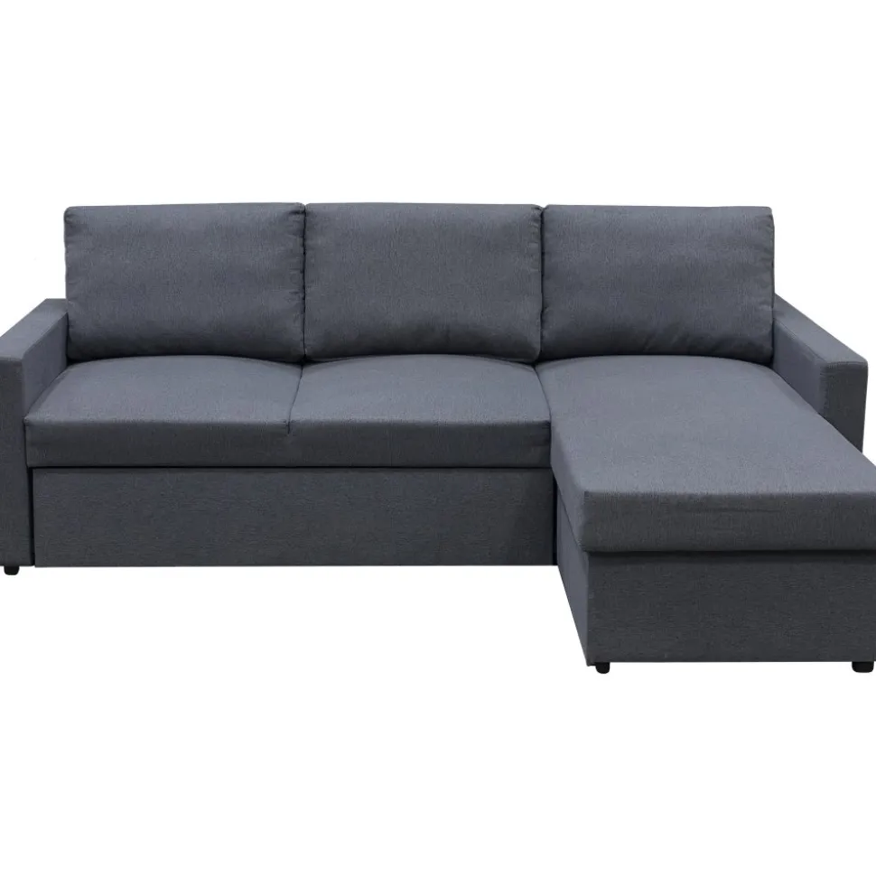 Bäddsoffa 220 cm bred mörkgrå med förvaring