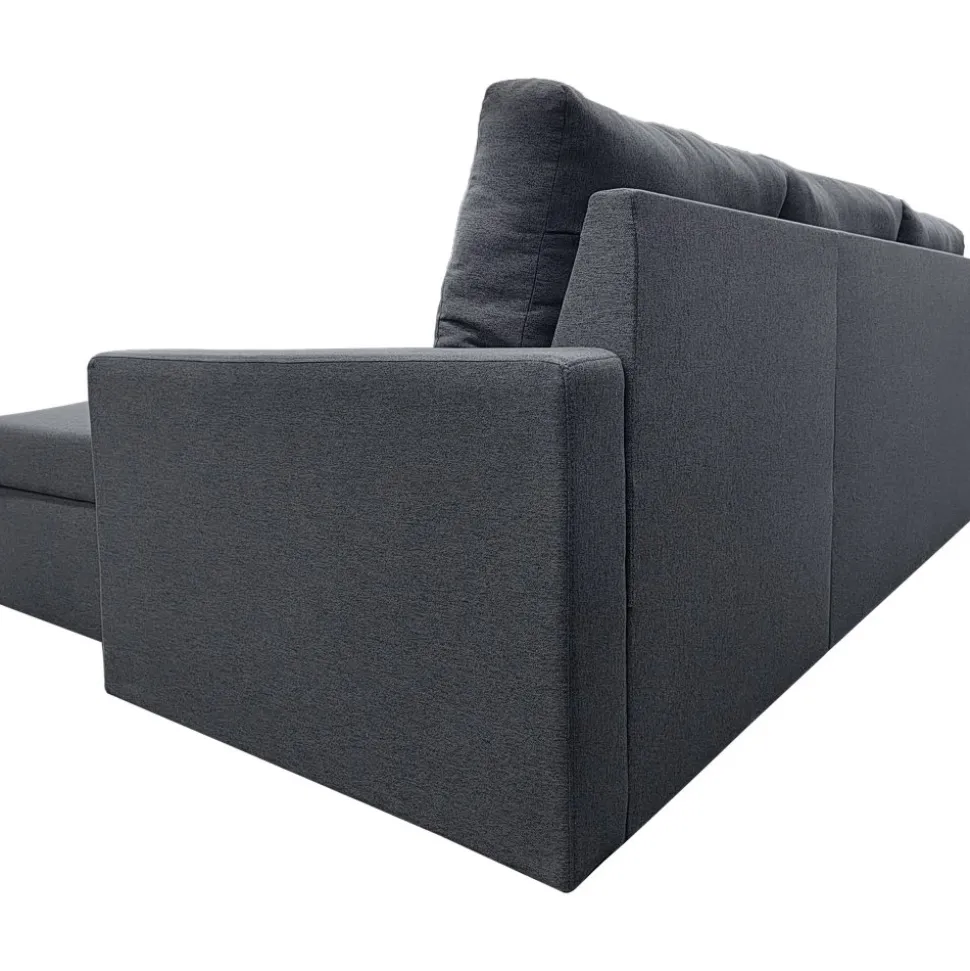 Bäddsoffa 220 cm bred mörkgrå med förvaring