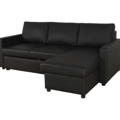 Bäddsoffa 218 cm PU-läder svart - Dream