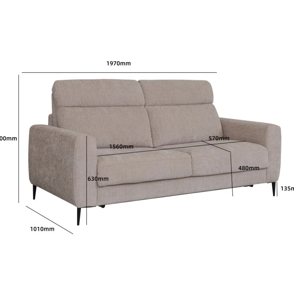 Bäddsoffa framåt bäddad beige - Hoven + Möbeltassar