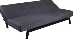 Bäddsoffa i mörkgrå sammet + Textilrengöring för möbler