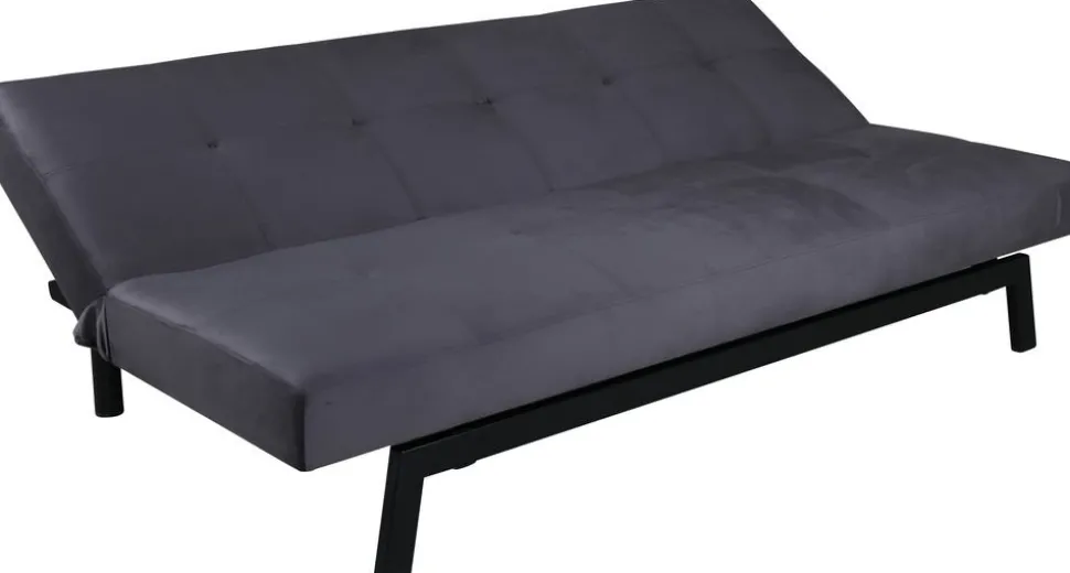 Bäddsoffa i mörkgrå sammet + Möbeltassar