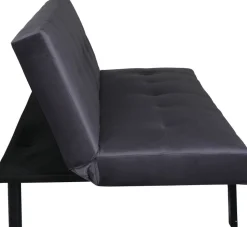 Bäddsoffa i mörkgrå sammet + Möbeltassar