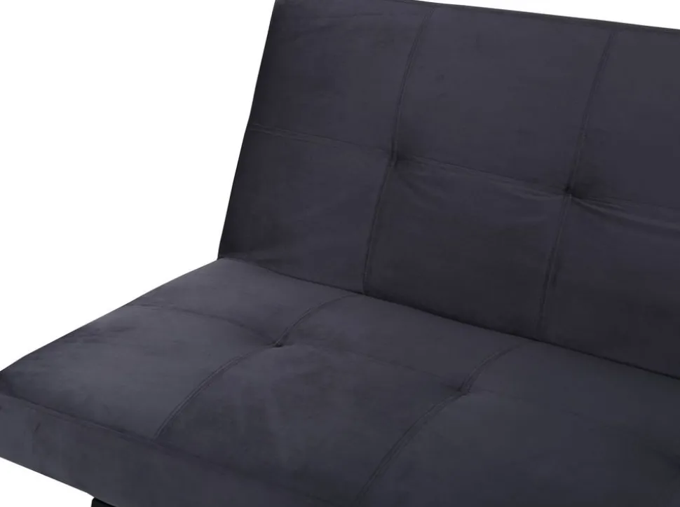 Bäddsoffa i mörkgrå sammet + Möbeltassar