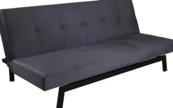 Bäddsoffa i mörkgrå sammet + Möbeltassar