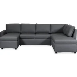 Bäddsoffa i U-design grå - Dream + Textilrengöring för möbler