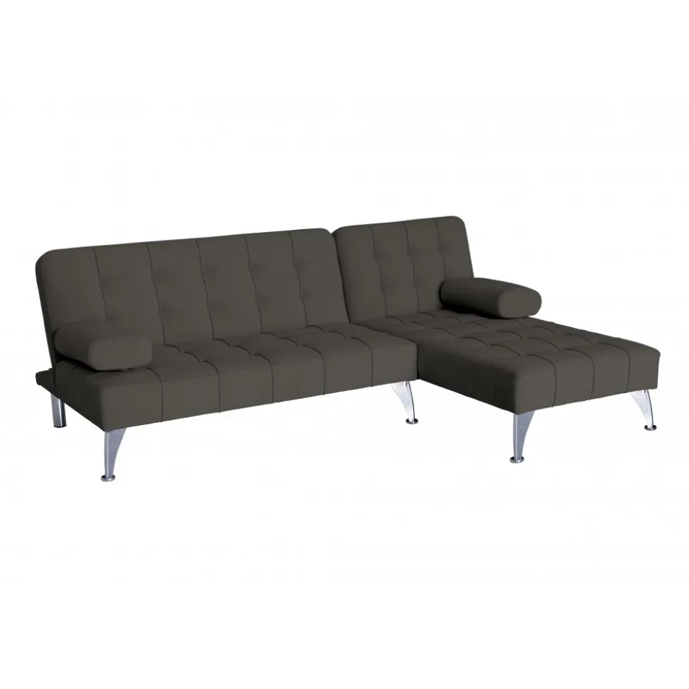 Bäddsoffa med divan brun sammet 198 cm
