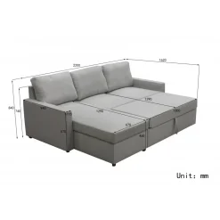 Bäddsoffa med förvaring 220 cm bred + Fläckborttagare för möbler