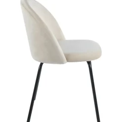 Beige stol i sammet med svarta ben - Astrid