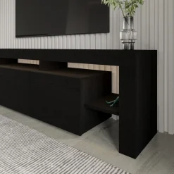 Beliz TV-bänk med LED-belysning - Svart trä