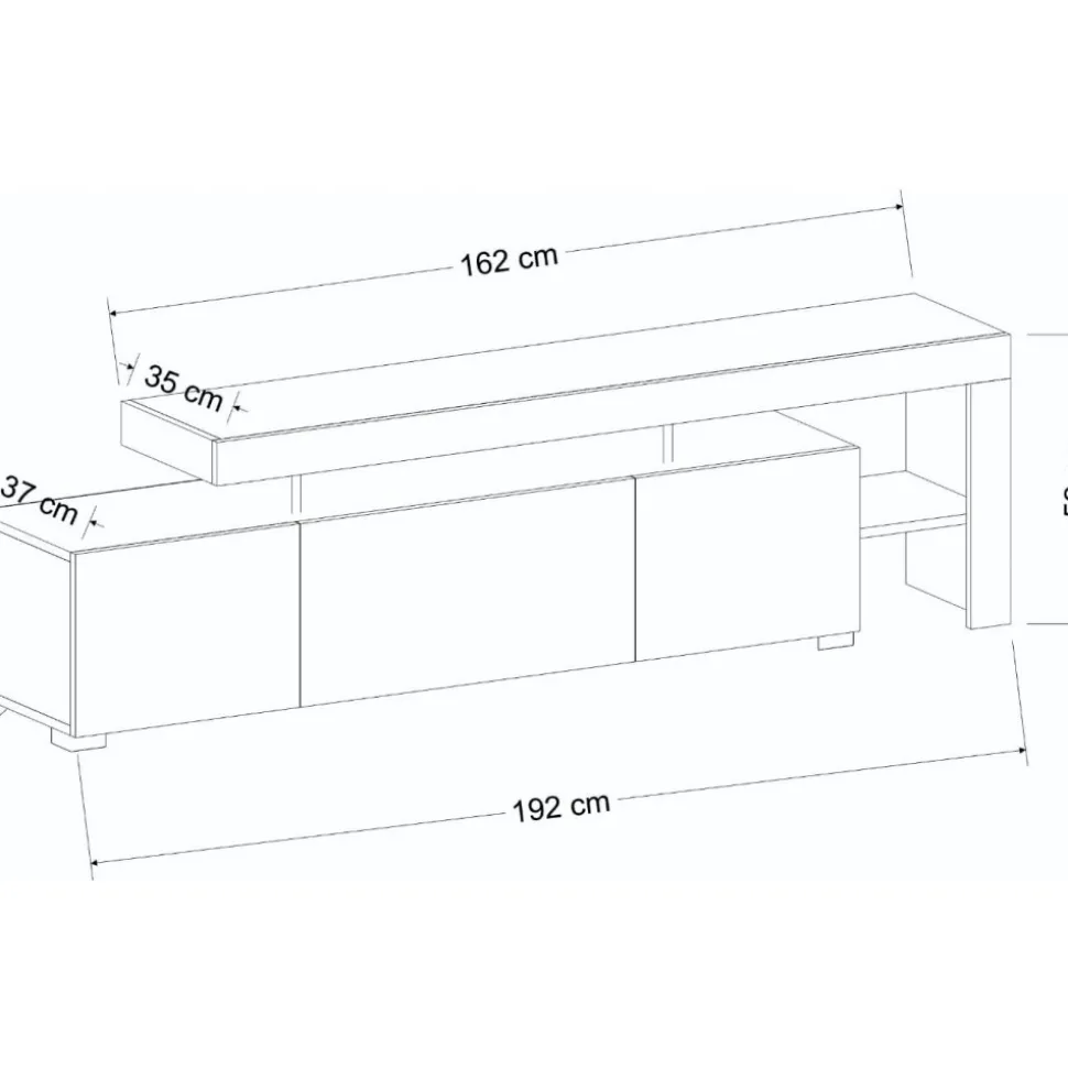 Beliz TV-bänk med LED-belysning - Svart trä