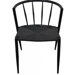 Bella utestol i svart metall med svart repsits + Textilskydd för utemöbler