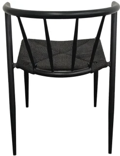 Bella utestol i svart metall med svart repsits + Textilskydd för utemöbler